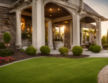 White column house with perfectly mowed grass and manicured bushes